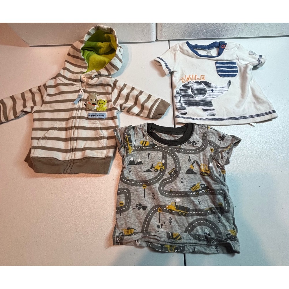 Carter's Child of Mine Newborn Baby Boy Clothes Bundle of‎ 3 Zip Hoodie T Shirt